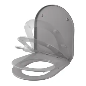 GoodHome Tanaro Grey D-shaped Soft close Toilet seat