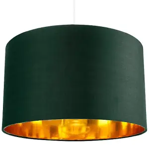 Contemporary Green Cotton 14 Table/Pendant Lamp Shade with Shiny Copper Inner