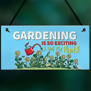 Red Ocean Funny Gardening is So Exciting - Novelty Garden Plaque Gift For Women - Hanging Garden Shed Wall Fence Signs