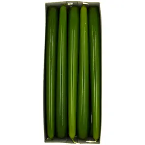 Tapered Dinner Candles, Pack of 10, Unscented, Long Burning Time, 24 cm / 19.45" (Olive, Varnished)