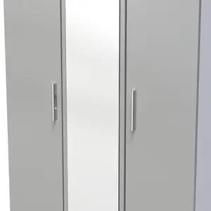 Harrow Triple Mirror Wardrobe in Grey Gloss (Ready Assembled)