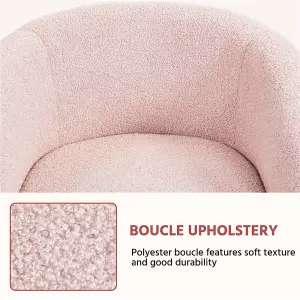 Yaheetech Pink Upholstered Boucle Club Chair Accent Barrel Chair