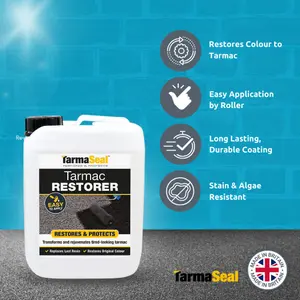 Tarmaseal Tarmac Restorer, Black, Tarmac Sealer, Superior to Tarmac Paint, Protect Driveway, Restore Lost Colour and Resins, 5L