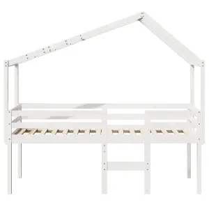 Berkfield High Sleeper Bed without Mattress White 90x200 cm Solid Wood Pine