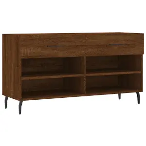 Berkfield Shoe Bench Brown Oak 102x35x55 cm Engineered Wood