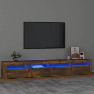 Berkfield TV Cabinet with LED Lights Smoked Oak 240x35x40 cm