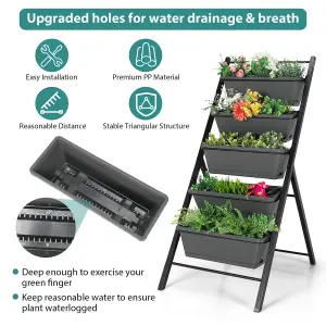 Costway 5-Tier Vertical Raised Garden Bed Freestanding Garden Planter with 5 Container Boxes