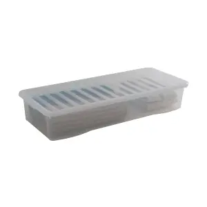 Wham Crystal Clear Rectangular 55L Large Plastic Stackable Underbed Storage box with Lid