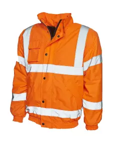 Uneek - Unisex High Visibility Bomber Jacket - 2016/425 Category II - Orange - Size XL