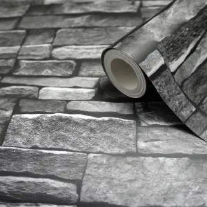 Arrou Slate Stone effect Smooth Wallpaper