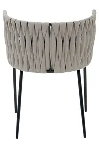 Grey Dining Chair with Woven Back, Classic Dining Room Chair with Braided Pattern, Fabric Dining Chair