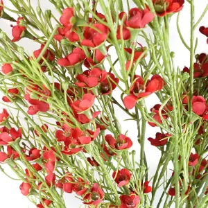 Pack of 6 x 100cm Artificial Foliage Stem with Small Flowers - Red