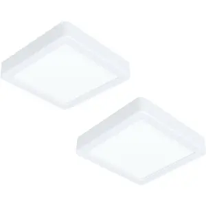 2 PACK Wall / Ceiling Light White 160mm Square Surface Mounted 10.5W LED 4000K