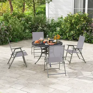 Costway 2 Pieces Patio Folding Chairs Outdoor Portable Dining Chairs with Armrests