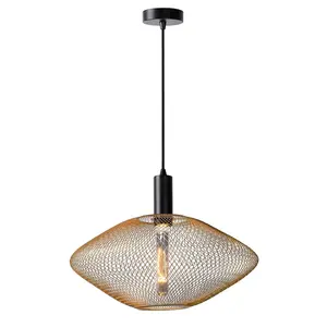 Lucide Mesh Modern Pendant Light 45cm - 1xE27 - Matt Gold, Brass