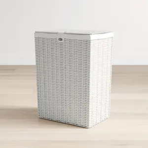 Hand Woven Plastic Laundry Hamper with Handles Medium (49 cm x 38.5 cm x 24.5 cm)