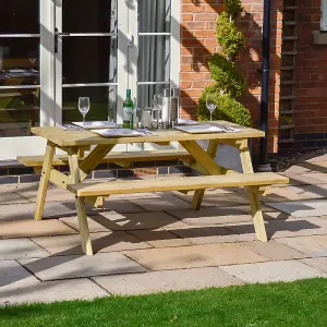 Oakham 4ft Picnic Bench - L122 x W140 x H72.5 cm - Light Green