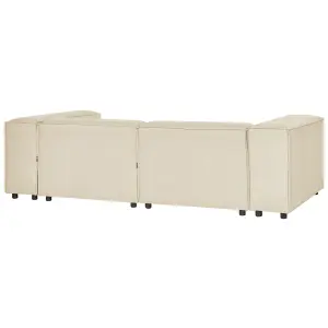 Corner Sofa with Ottoman APRICA Beige 2 Seater Left Hand