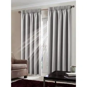 Fiffer Polyester Blackout Pinch Pleat Curtain Pair Silver / 167 x 183 cm