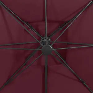 Berkfield Cantilever Umbrella with Double Top 300x300 cm Bordeaux Red