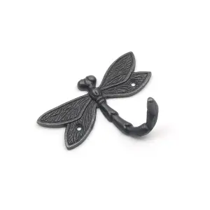 Oakcrafts - Antique Cast Iron Dragonfly Coat Hook - 110mm x 80mm