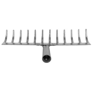 Hardys Soil, Gravel, Leaves & Garden Rake Head - Carbon Steel & 12 Tines, Fits Most Poles, Screw Hole for Secure Fit, 30cm Wide