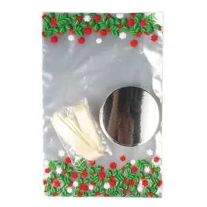 Culpitt Holly Treat Bag Kit (Pack of 12) Clear/Green/Red (One Size)