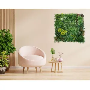 Artificial Plant Flower Living Wall Panels Realistic - Lowther Green - Indoor / Outdoor - 1m x 1m - Home, Garden, Office