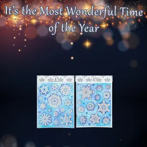 Christmas Stickers Glitter Snowflake 1 x Varied Design 42cm x 30cm Blue