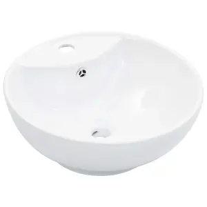 Wash Basin with Overflow 46.5x18 cm Ceramic White