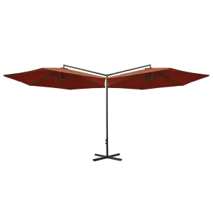 Berkfield Double Parasol with Steel Pole Terracotta 600 cm