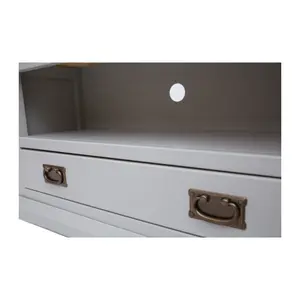 Loreo Light Grey 1 Drawer TV Cabinet Brass Drop Handle