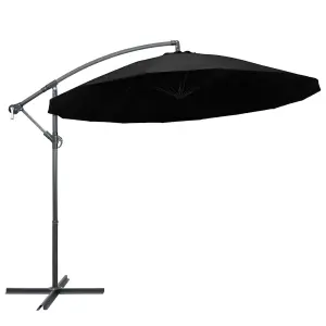 Berkfield Hanging Parasol Black 3 m Aluminium Pole