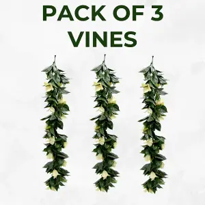 Pack of 3- Artificial Hanging Plants Vines Leaves - 60cm Long Each - Realistic Foliage - Indoor / Outdoor