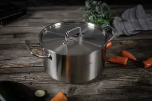 Kuhn Rikon Montreux Swiss Made Brushed Stainless Steel Induction Safe Casserole Pot, 22cm/6.5L