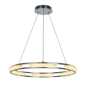 Luminosa Modern LED Hanging Pendant Chrome, Warm White 3000K 2520lm Dimmable