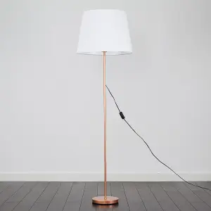 ValueLights Modern Copper Metal Standard Floor Lamp With White Tapered Shade - Includes 6w LED Bulb 3000K Warm White