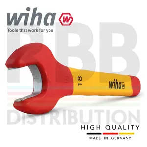 Wiha Spanner Wrench 18mm VDE Electricians Single Insulated Open End 43038