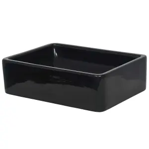 Berkfield Basin Ceramic Rectangular Black 41x30x12 cm