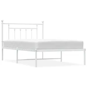 Berkfield Metal Bed Frame with Headboard White 100x200 cm