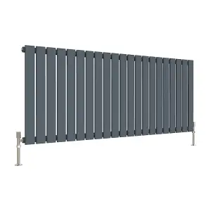 Horizontal Anthracite Single Flat Panel Radiator (H) 600 mm x (W) 1428 mm, 4598 BTU.