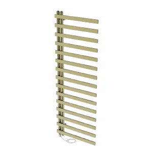 Right Radiators Prefilled Electric Heated Towel Rail Designer Ladder Warmer Rads - 1600x600mm Brushed Brass