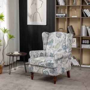 Wingback Armchair, Retro Accent Chair Soft Padded Fabric Lounge Padded Sofa Chair, Retro Vantage Leisure Chair