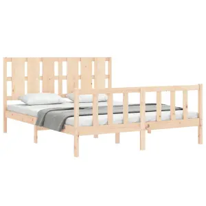 Berkfield Bed Frame with Headboard King Size Solid Wood