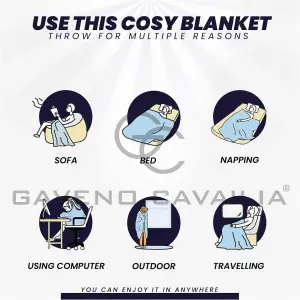 GC GAVENO CAVAILIA Luxury Faux Fur Throw 150x200 CM Blue Fleece Blanket for Double Bed & Sofa Bed