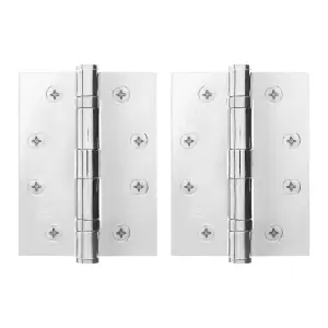 AFIT Polished Chrome Door Hinges - 4 Inch / 102mm  Internal Fire Door Hinges - 1 Pair