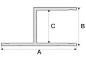 Aluminum anodised channel h shape section grooved bar, h-profile B84 1000x40x20,6 mm