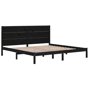 Berkfield Bed Frame Black Solid Wood Pine 200x200 cm