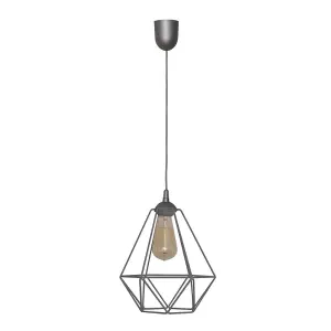 Luminosa Karo Wire Frame Pendant Ceiling Light Grey 24cm