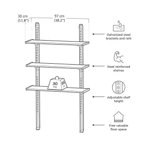 Keter Black 3 shelf Steel Shelving unit (H)1800mm (W)970mm